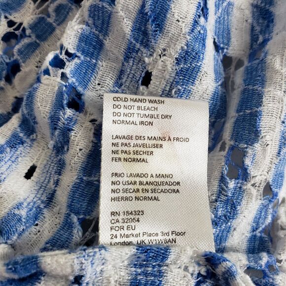 By Anthropologie Nautical Eyelet Shrug Cardigan Womens OS Blue Striped Boxy - Picture 9 of 9
